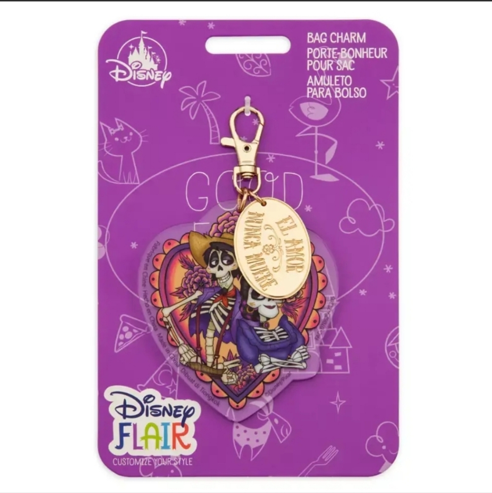 Disney Parks Flair‎ Coco Imelda & Hector Heart Bag Charm 2022 - AMOR NUNCA MUERE - Picture 2 of 2